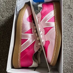 Pink and White Women's Pink Lily Sneakers-Brand New 7.5
